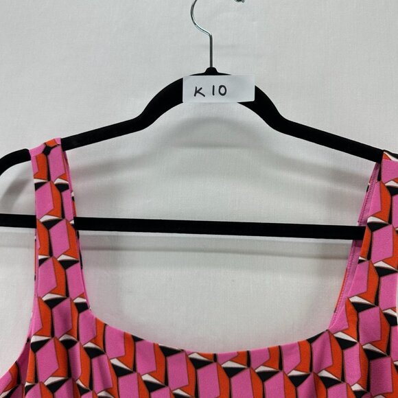 Diane Von Furstenberg Mini Shift Dress Sz S Sleeveless Squareneck Geometric Pink - Picture 16 of 16